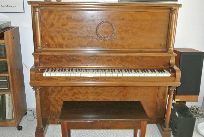 Antique Solid Mahogany Upright Piano