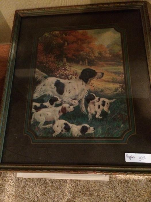                      Framed hunting dogs picture