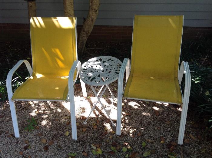 Yellow Fabric Patio Chairs - 2 Available 