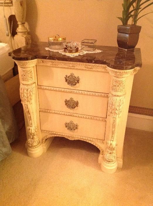Three Drawer Nightstand w/ Marble Top - 2 of 2