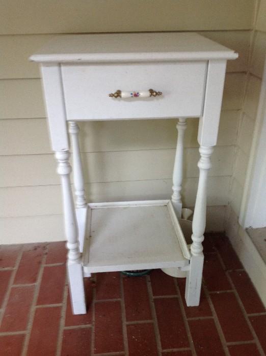 White Painted Side Table w/ One Drawer