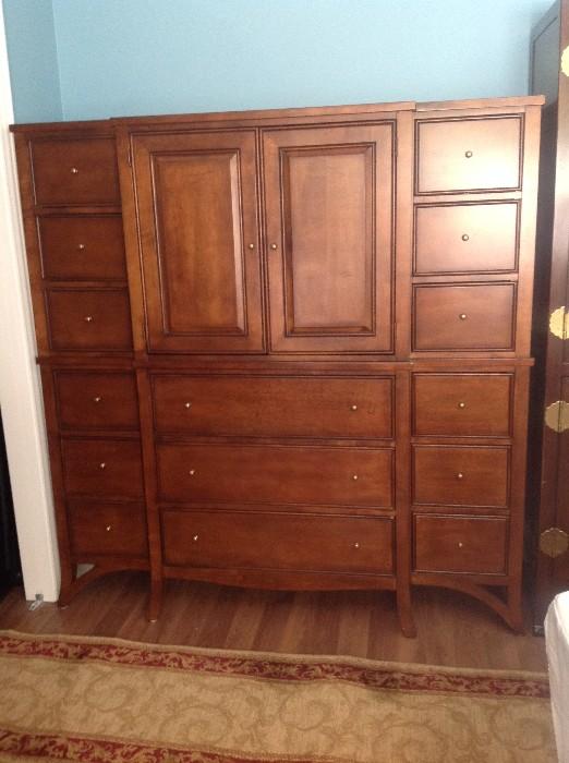 Fifteen Drawer Chest on Chest w/ Entertainment/Storage Cabinet 