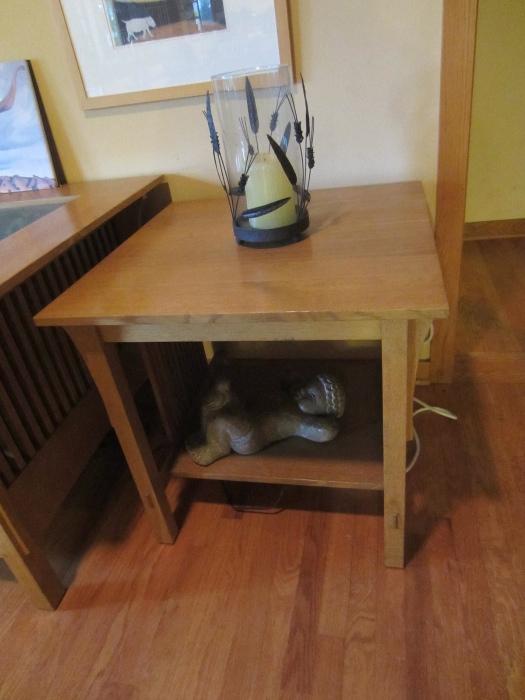 Stickley end table, with Isabel Bloom on shelf