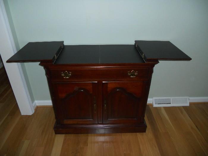Server in its open position by Pennsylvania House--slate top