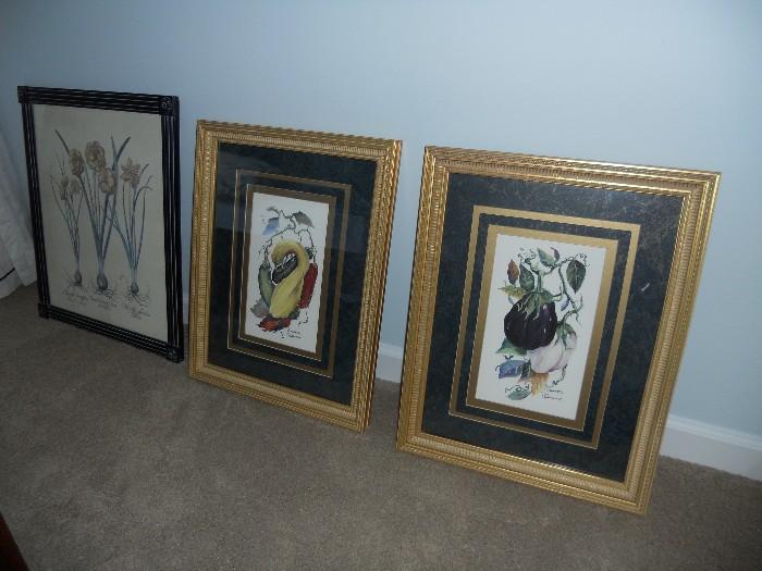 More beautifully framed pictures--sets and singles