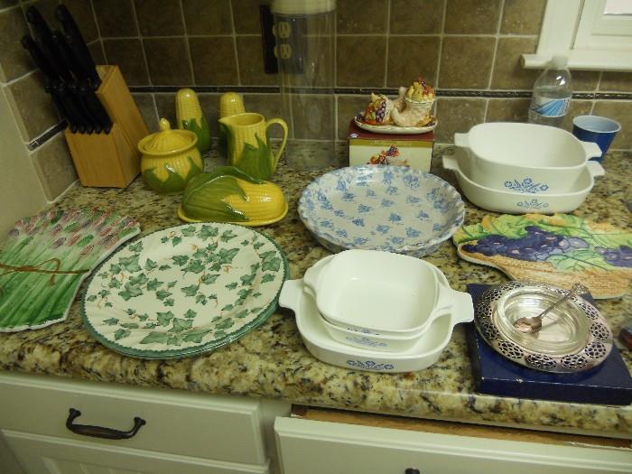 Kitchenwares--Several pieces of Shawnee Pottery in back left