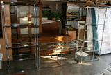 Polished Steel and Brass Etagere / 3 Piece Wall Unit