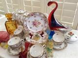 Hand Painted Dresden, Herend with Murano and Moser Crystal