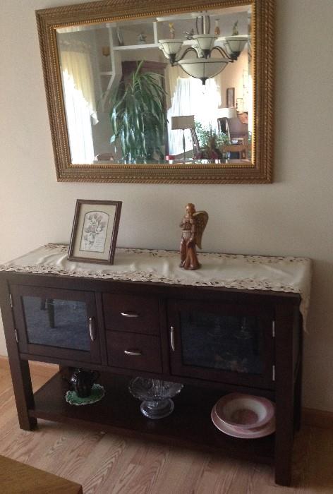 Legends Furniture console use as buffet as shown here but is media table for flat screen TV and components