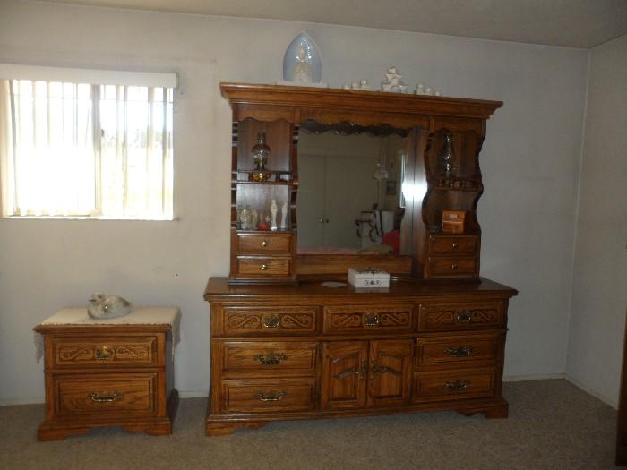 Bedroom furniture.  Pieces include headboard for queen bed, this dresser piece, 2 night stands and high boy