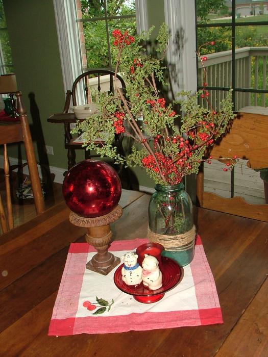 Love What they've done to this large blue mason jar - wrapping some brown string around the belly - how fun!