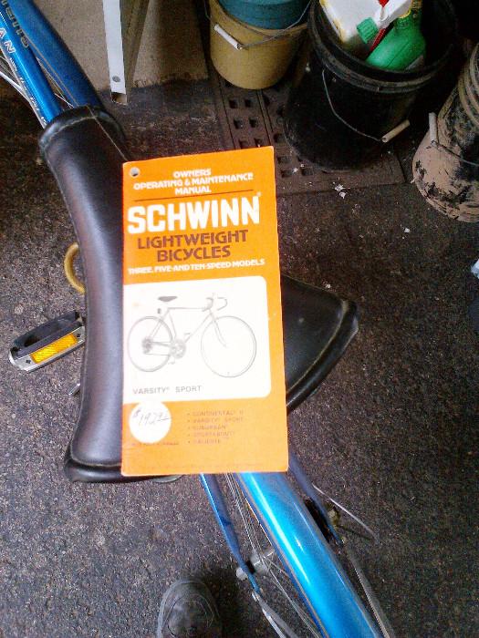 Schwinn Suburban Girl's 5-speed bike original manual!