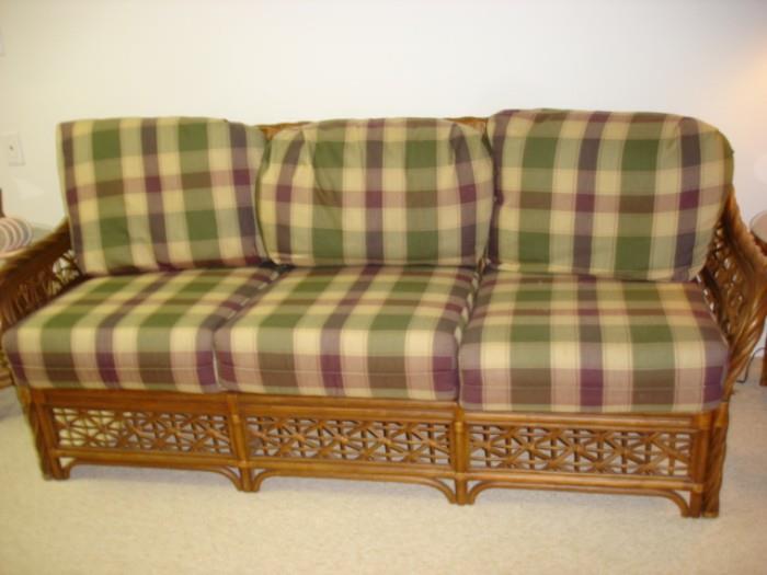 Rattan plaid couch