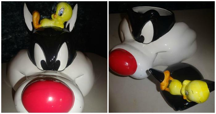 Looks like Sylvester is losing his head looking for Tweety is this cute collectible cookie jar.