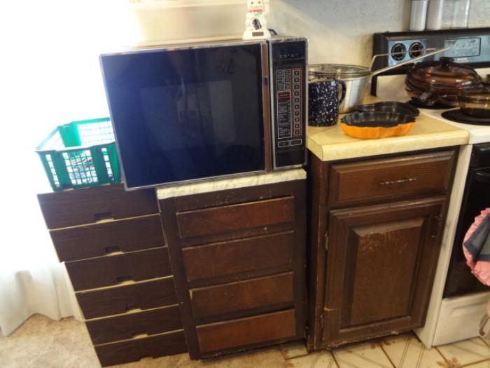 Stacking metal contianers, small wood cabinet microwave