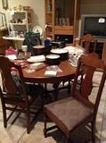Antique oak table chairs