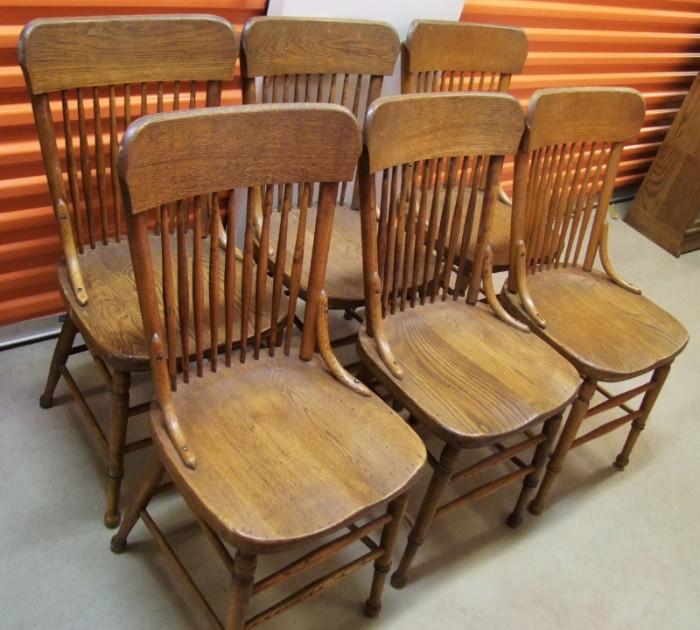 C/1910 set of 6 Oak Spindled back dining chairs 