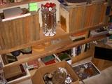 LUSTER PLUS BOXES OF SILVER PLATE TRAYS,                  COASTERS, CUPS, FLATWARE ECT.. 