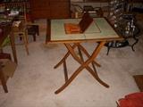 LATE 19TH C FOLDING GAME TABLE W/ BILT IN CARD   AND CHIPS HOLDERS   SOLD SOLD