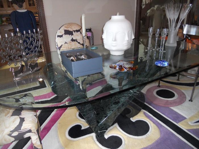 polished granite base dining table