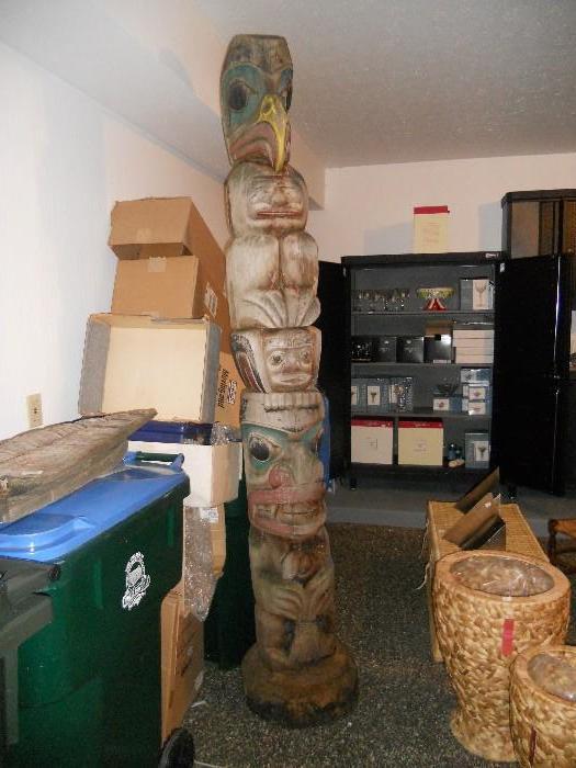 Very tall Northwest coast totem carved by Len Paquette...the wings are detached, but here!