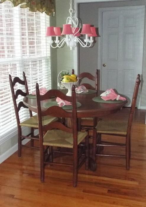 Vintage Pecan Spanish Design Dining Room Including Table, 6 Chairs and China