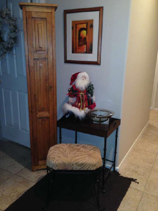 Tall Cabinet, Tray Table, Stool, Picture, Santa
