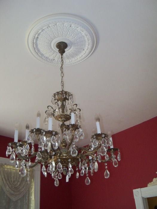 French chandelier and medallion 