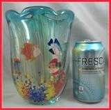 FANTASTIC MURANO AQUARIUM ART GLASS VASE - LARGE AND WEIGHTY!