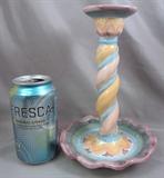 FUN MACKENZIE-CHILDS POTTERY CANDLESTICK IN THE "BRITTANY" PATTERN