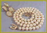 CHIC VINTAGE GIVENCHY FAUX PEARL NECKLACE AND GIVENCHY GOLD/RHINESTONE DROP EARRINGS!