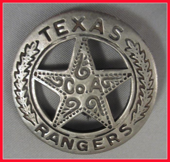 VINTAGE TEXAS RANGERS BADGE MADE FROM SILVER SPANISH PESO COIN