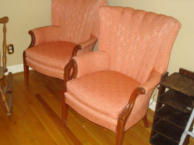 pair of 20th ct. upolstered arm chairs