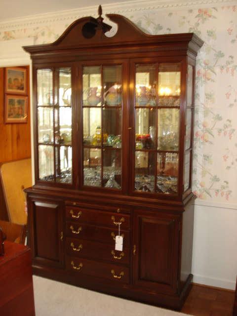mahogany, glass front cupboard
