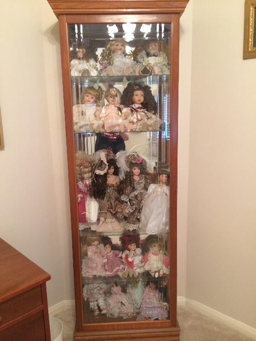 Doll Collection and Curio Cabinet