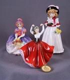 Royal Doulton figurines: "Sharon" HN3047; "Monica" HN1467; "Karen" HN3270