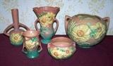 Roseville Peony pottery, all excellent