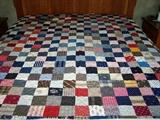 Hand stitched antique quilt, 82" x 100" (shown on queen size bed)