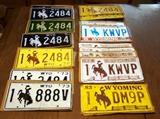 Wyoming license plates in excellent condition: 16 pairs 1969, 1971 to 1976, 1978, 1983, most with mailing envelopes