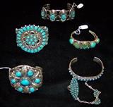 Vintage Southwestern Indian Zuni & Navajo lady's cuff bracelets.