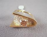 18k gold pave diamond ring with fancy yellowish brown brilliant cut diamond, size 8, with current appraisal