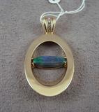 14k yellow gold black opal and diamond pendant, with current appraisal