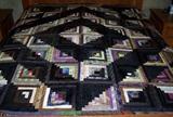 Silk & satin Victorian quilt with family provenance, 76" x 76"