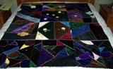 Victorian velvet Jacob's Coat crazy quilt top 51" x 69"