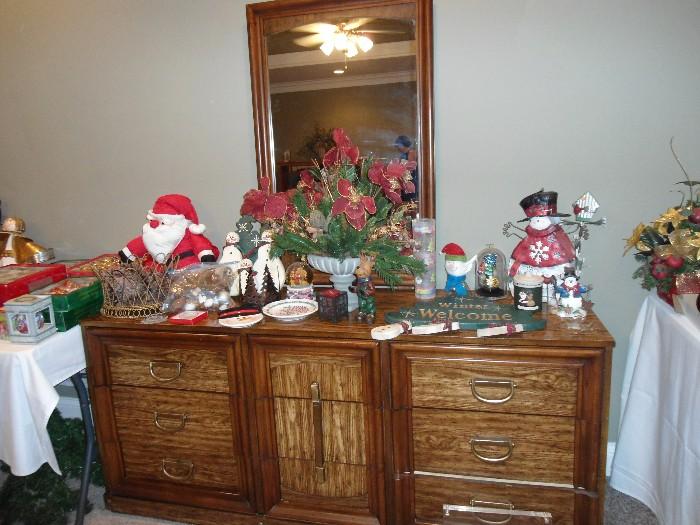 Dresser and Mirror For Sale and take a look at all the Holiday Decorations......
