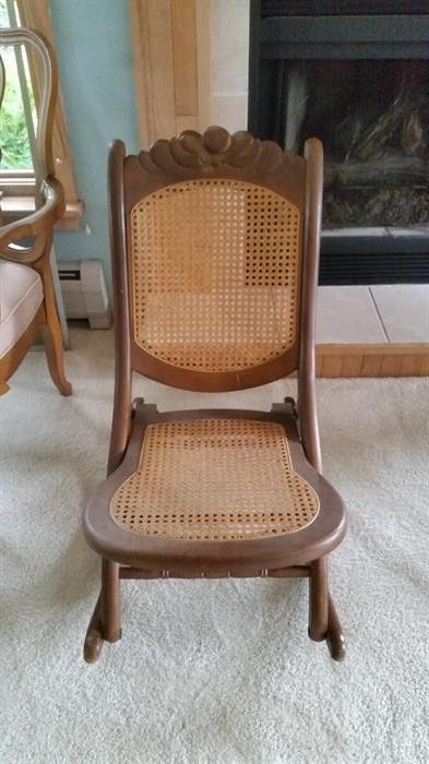 BEAUTIFUL VINTAGE ROCKING CHAIR WITH CANE BACK SEAT, FURNITURE