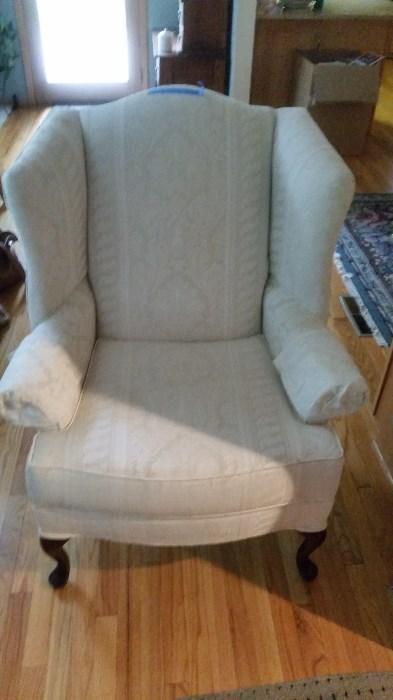OFF WHITE WING BACK CHAIR, FURNITURE