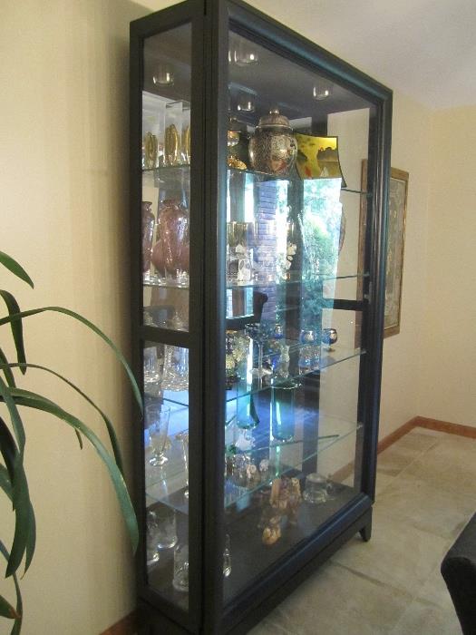 BLACK CURIO CABINET ITEMS ON DISPLAY NOT FOR SALE