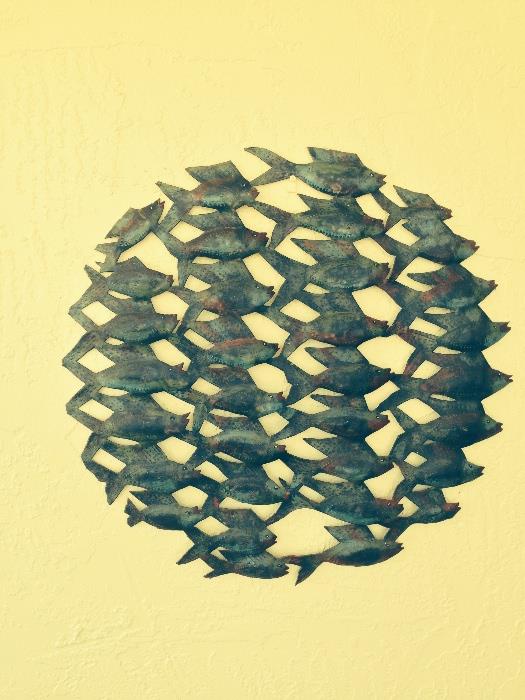 School of fish metal hanging ornament