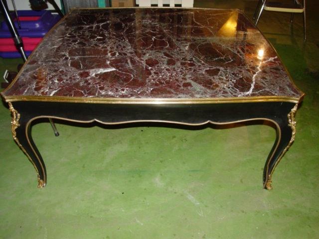 Square French marble top table with ormolu.